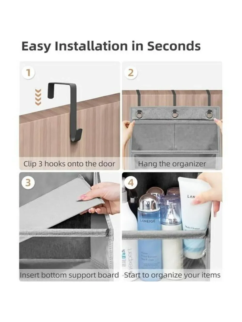 Over Door Hanging Organizer Clear Pockets Closet Storage for Bathroom Pantry